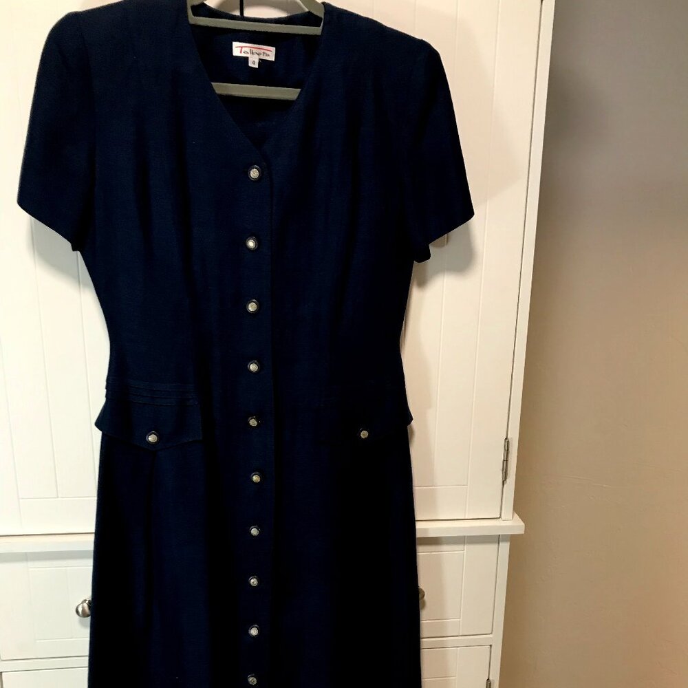 Talbots Navy Linen Dress -  short sleeve Size 4